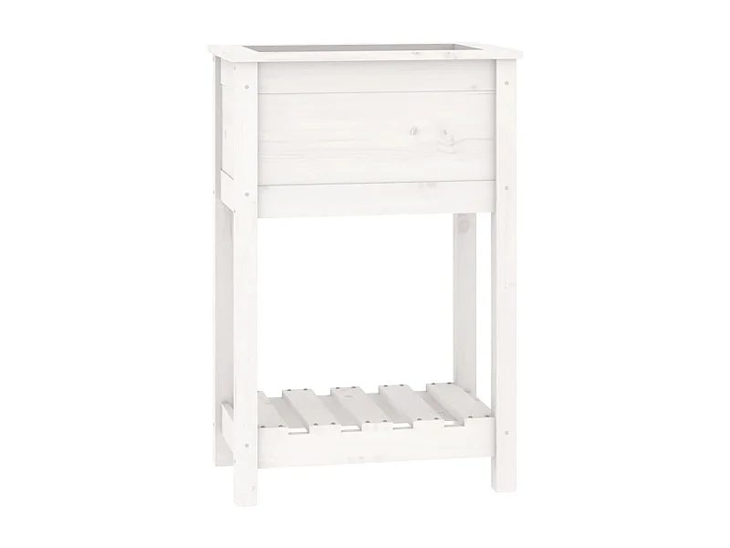 Vassoio per fioriera aiuola rialzata piante fiori terrazza giardino con ripiano 54 x 34,5 x 81 cm legno massello di pino bianco 02_0038391