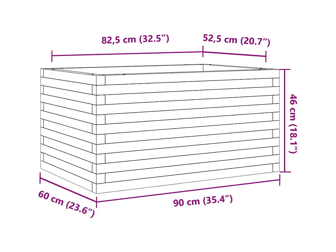 Jardinière bac lit surélevé bois marron 90 x 60 x 46 cm 02_0038521