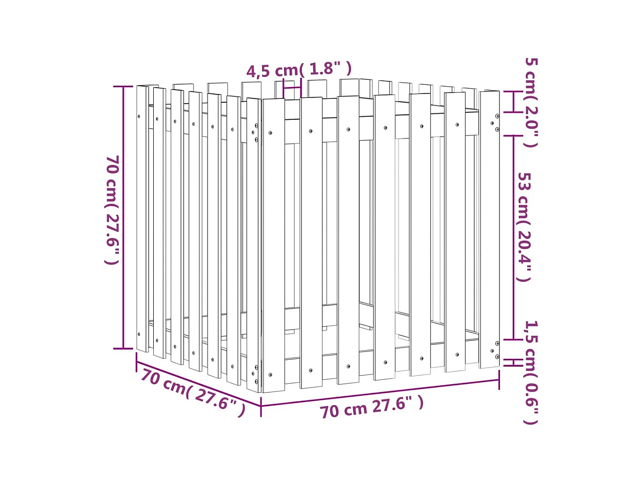 Jardinière bac lit surélevé blanche 70 x 70 x 70 cm 02_0038114