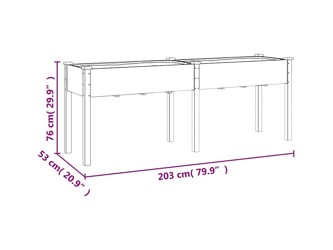 Jardinière bac lit surélevé bois marron 203 x 53 x 76 cm 02_0038128