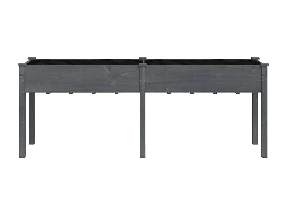 Macetero bancal elevado plantas flores terraza jardín con forro 203 x 53 x 76 cm madera maciza de abeto gris 02_0038128