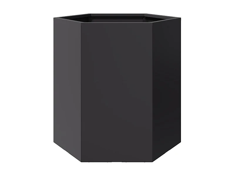 Macetero bancal elevado plantas flores terraza jardín hexagonal 46 x 40 x 45 cm acero negro 02_0038644