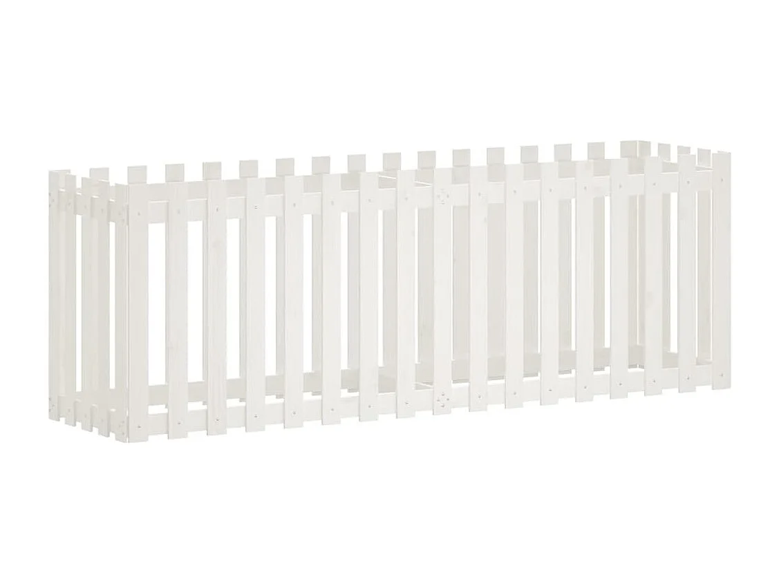 Macetero bancal elevado plantas flores terraza jardín valla de jardín diseño 200 x 50 x 70 cm pino macizo blanco 02_0039810