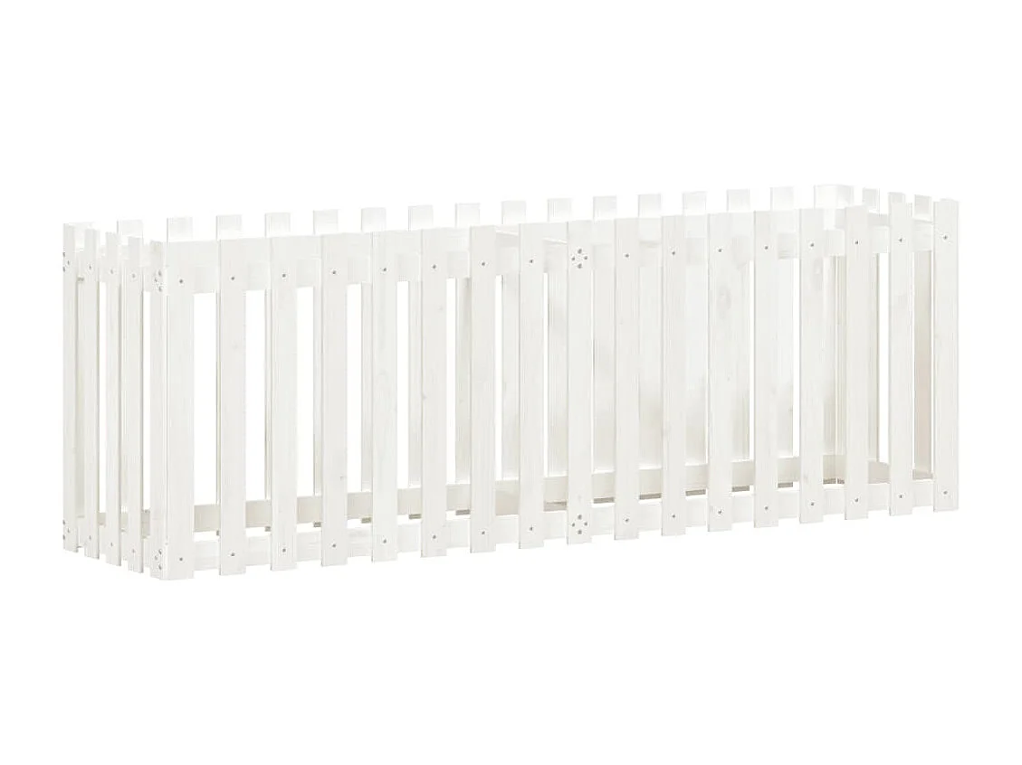 Macetero bancal elevado plantas flores terraza jardín valla de jardín diseño 200 x 50 x 70 cm pino macizo blanco 02_0039810