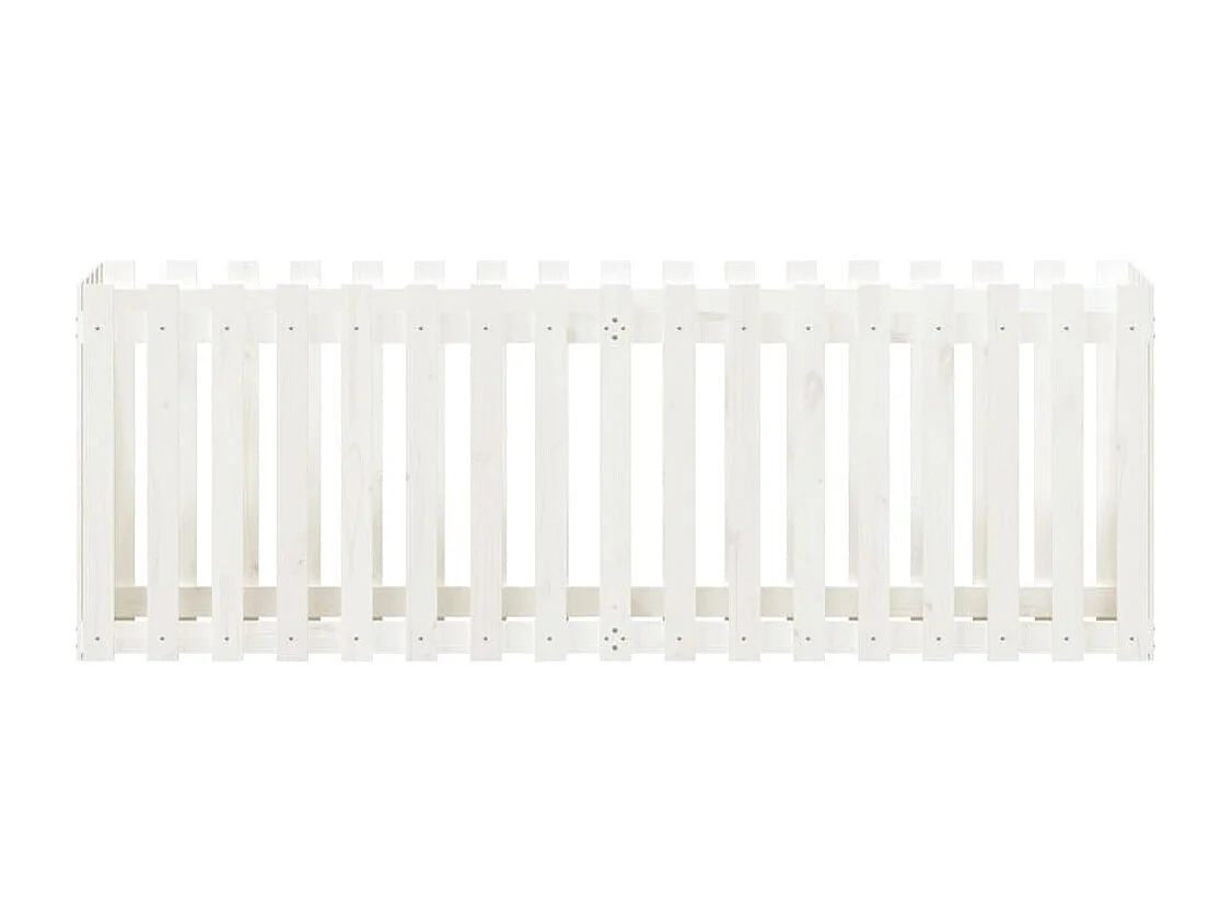 Macetero bancal elevado plantas flores terraza jardín valla de jardín diseño 200 x 50 x 70 cm pino macizo blanco 02_0039810