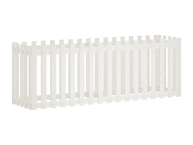 Macetero bancal elevado plantas flores terraza jardín valla de jardín diseño 200 x 50 x 70 cm pino macizo blanco 02_0039810