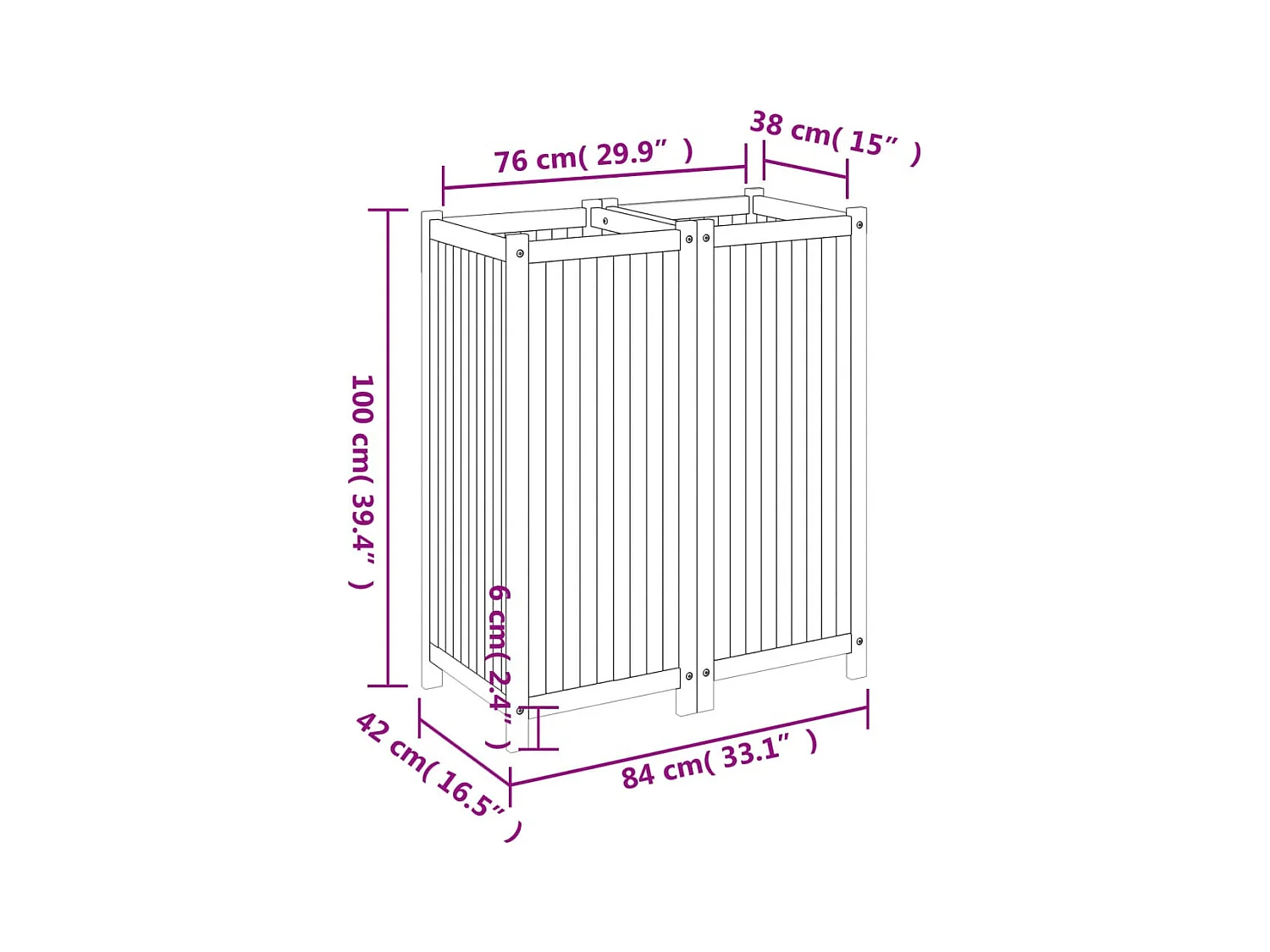 Jardinière bac lit surélevé bois marron 80 x 42 x 100 cm 02_0038145