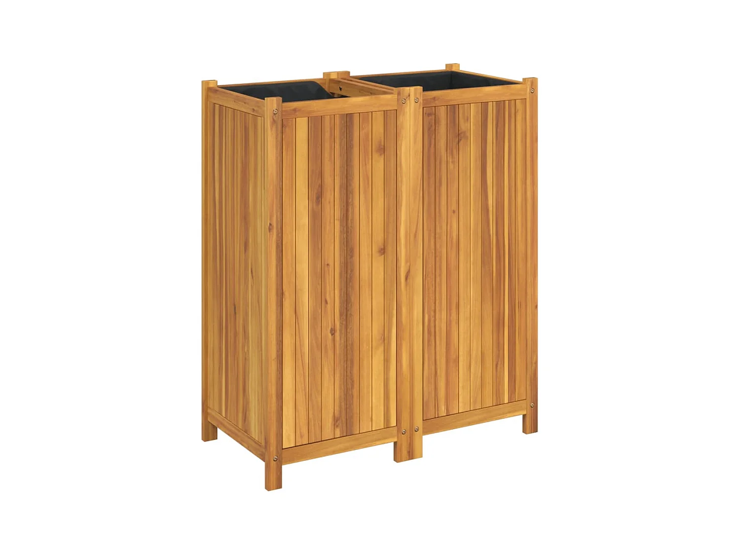 Vassoio per fioriera aiuola rialzata piante fiori terrazza giardino con rivestimento 84 x 42 x 100 cm legno massello di acacia marrone 02_0038145
