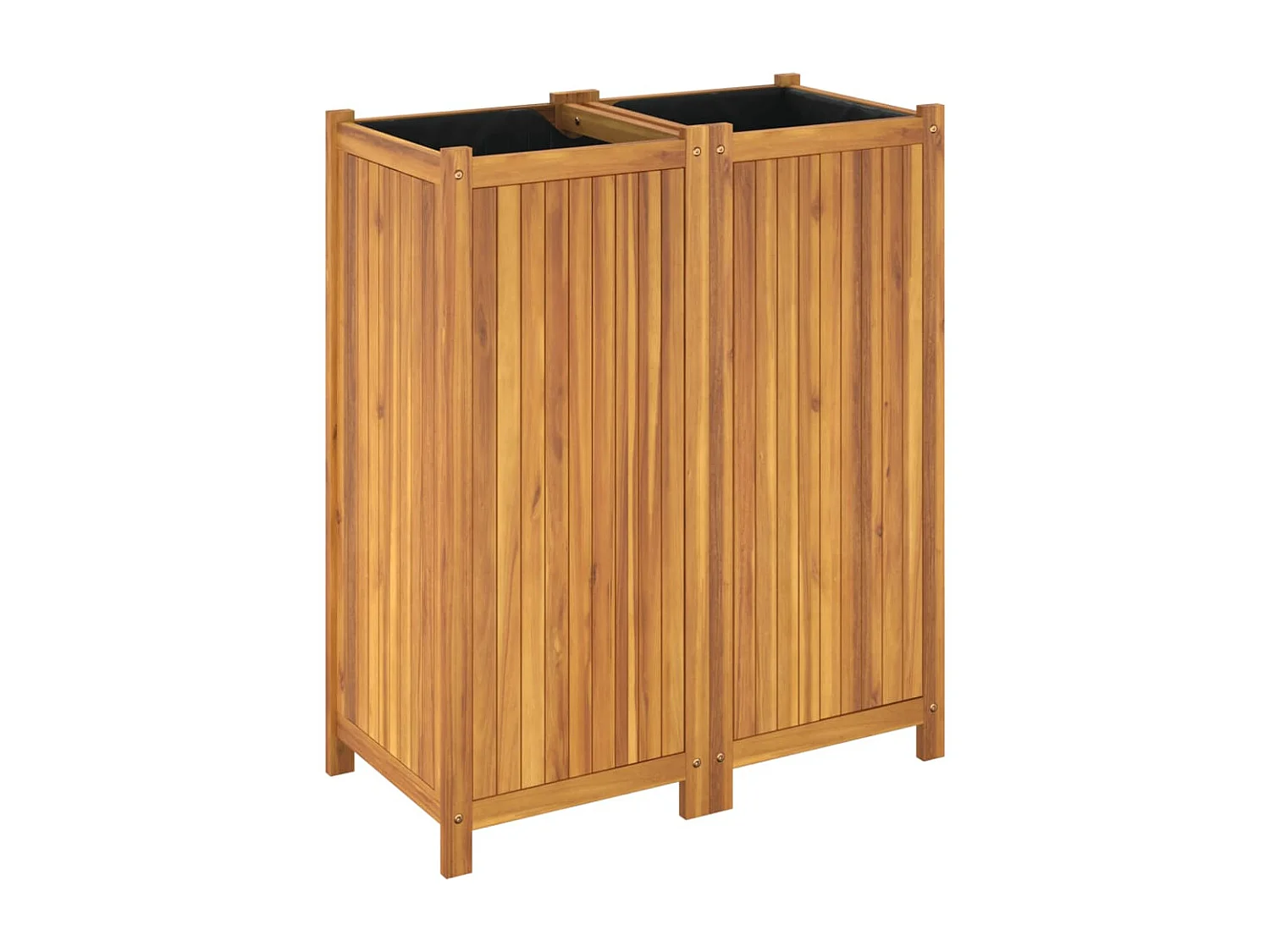 Vassoio per fioriera aiuola rialzata piante fiori terrazza giardino con rivestimento 84 x 42 x 100 cm legno massello di acacia marrone 02_0038145