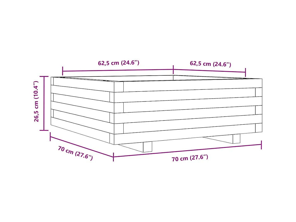 Jardinière bac lit surélevé bois marron 70 x 70 x 45438 cm 02_0037810