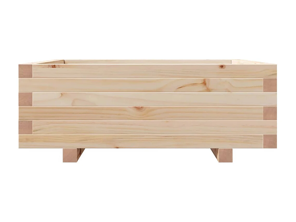 Macetero bancal elevado plantas flores terraza jardín 70 x 70 x 26,5 cm madera maciza de pino marrón 02_0037810