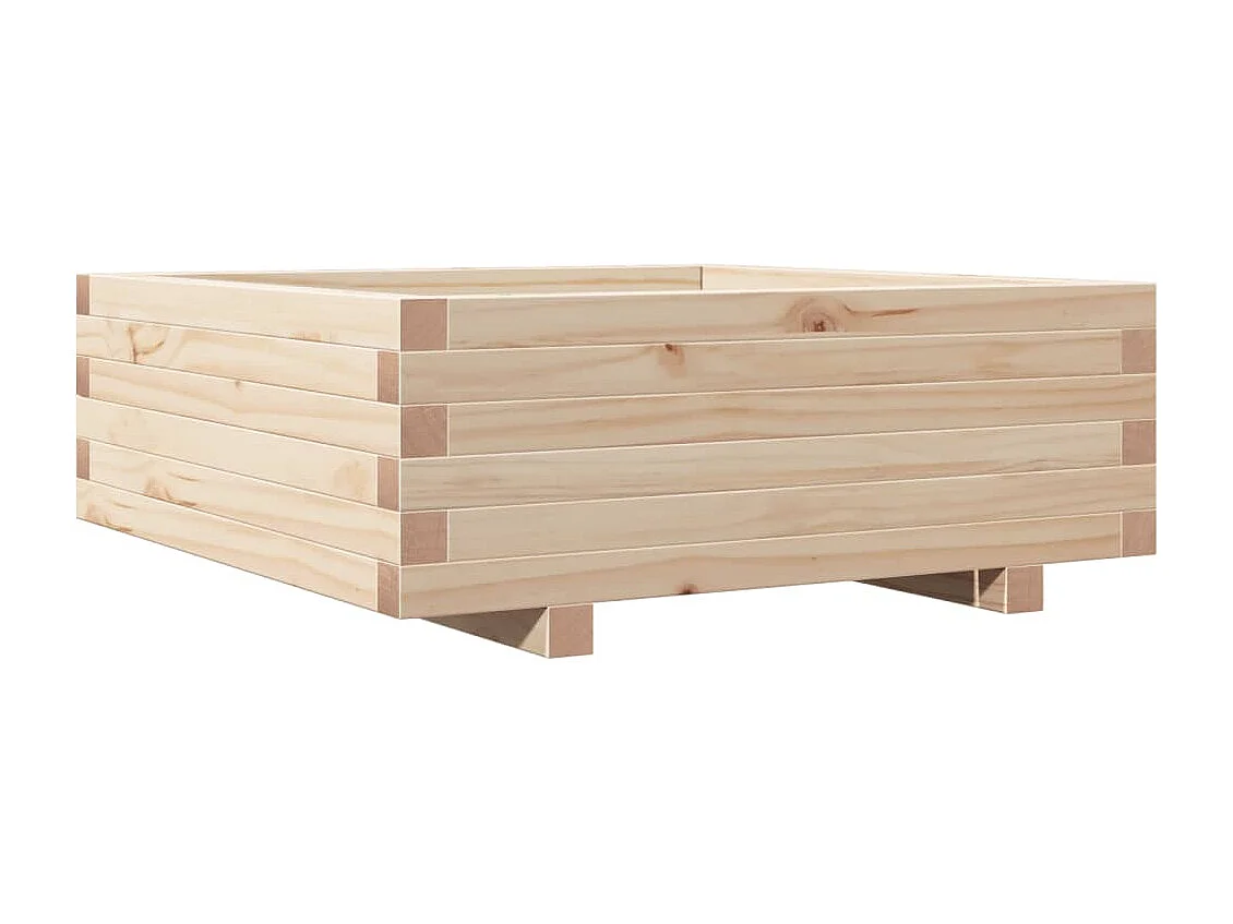 Macetero bancal elevado plantas flores terraza jardín 70 x 70 x 26,5 cm madera maciza de pino marrón 02_0037810