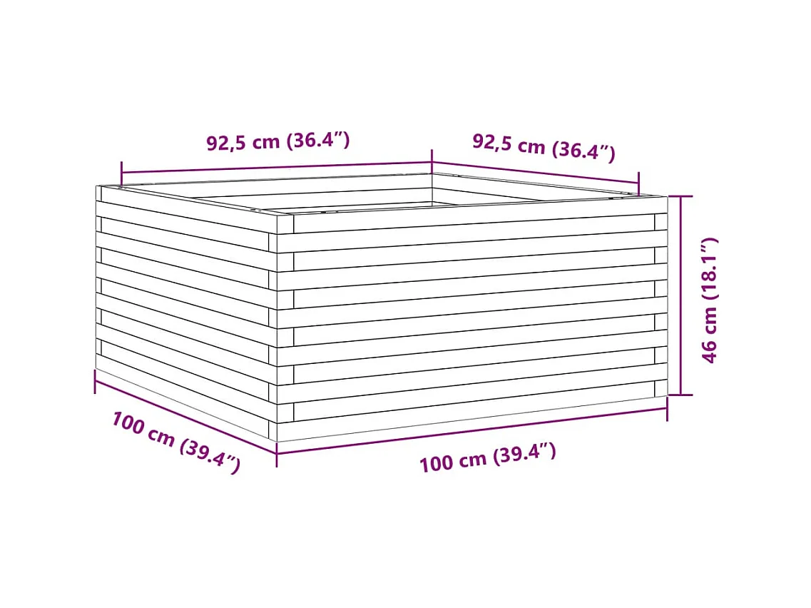 Jardinière bac lit surélevé bois marron 100 x 100 x 46 cm 02_0038422