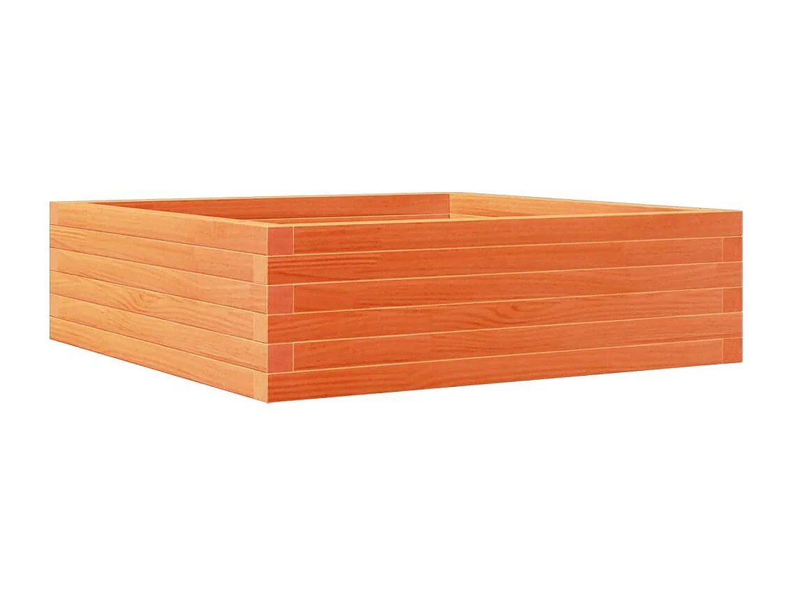 Fioriera rialzata per piante fiori terrazza giardino finitura a cera 80 x 80 x 23 cm legno di pino massiccio marrone 02_0038499