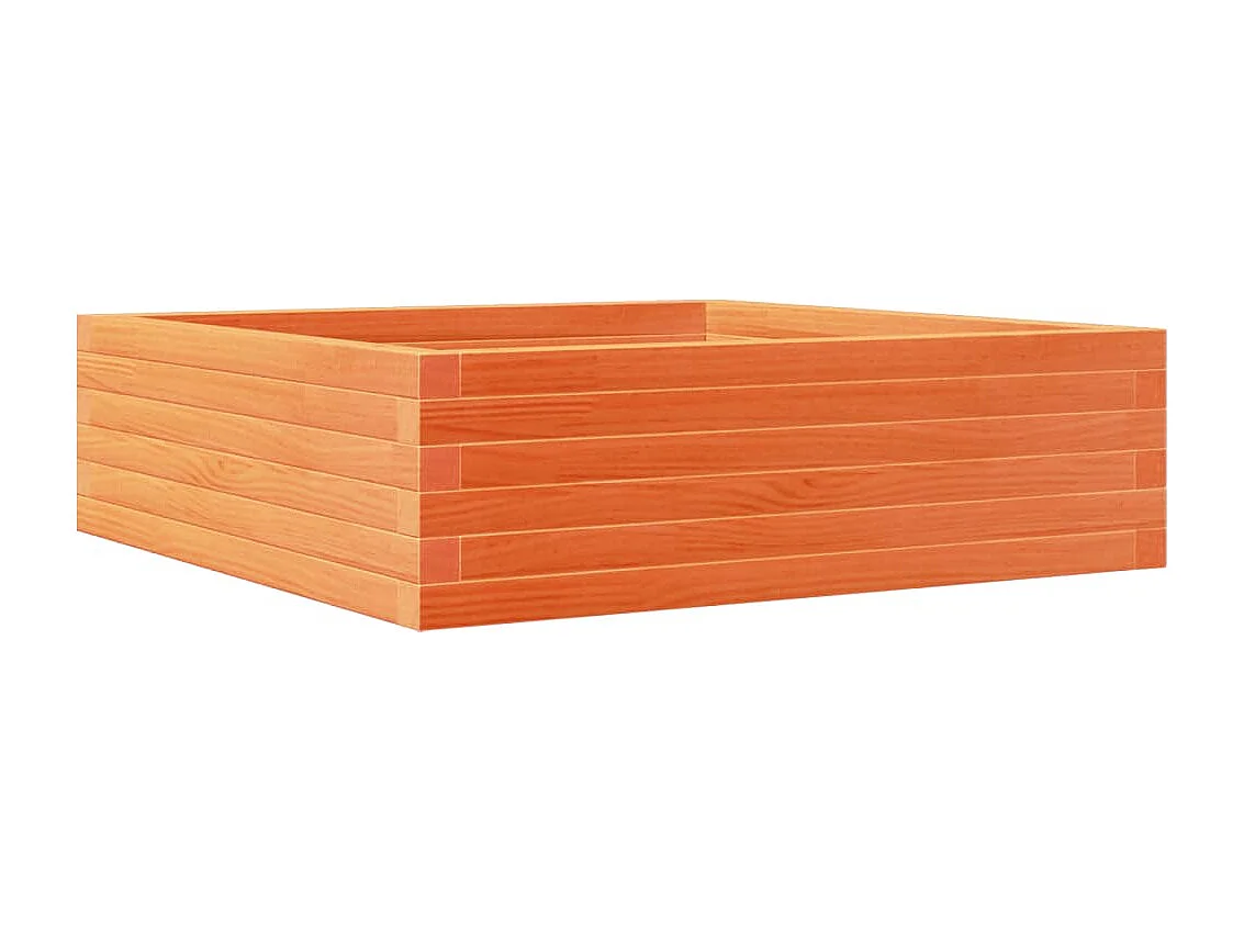 Fioriera rialzata per piante fiori terrazza giardino finitura a cera 80 x 80 x 23 cm legno di pino massiccio marrone 02_0038499