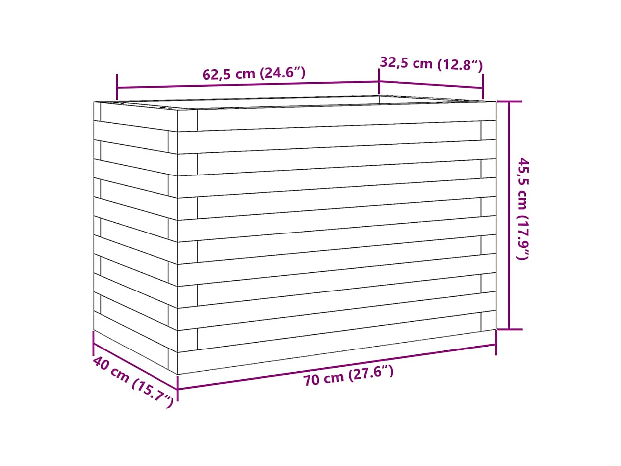 Jardinière bac lit surélevé bois marron 70 x 40 x 45.5 cm 02_0037777
