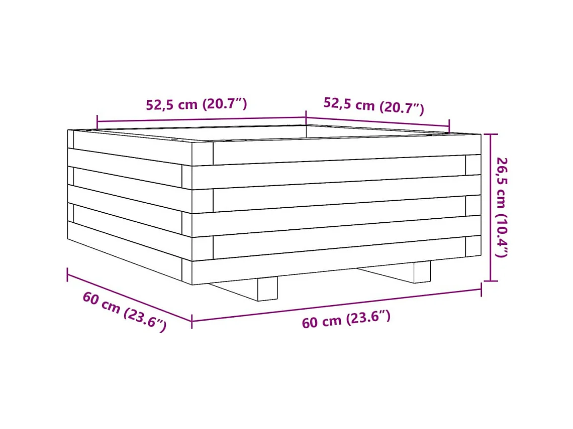 Jardinière bac lit surélevé bois marron 60 x 60 x 45438 cm 02_0038470