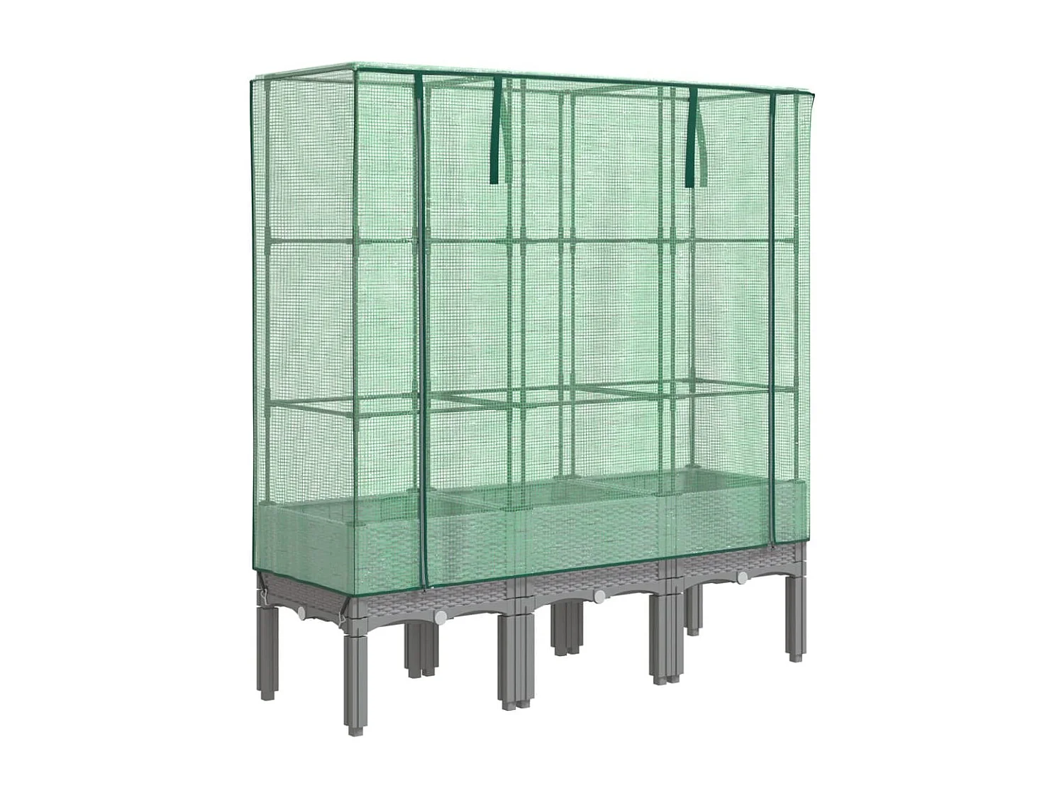 Vaso per fioriera rialzata per piante fiori terrazza da giardino rialzata con rivestimento in simil rattan 120 x 40 x 140 cm grigio chiaro 02_0038744