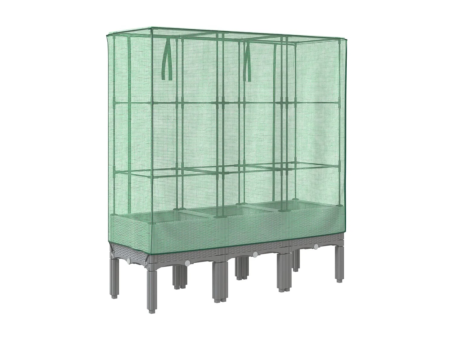 Vaso per fioriera rialzata per piante fiori terrazza da giardino rialzata con rivestimento in simil rattan 120 x 40 x 140 cm grigio chiaro 02_0038744