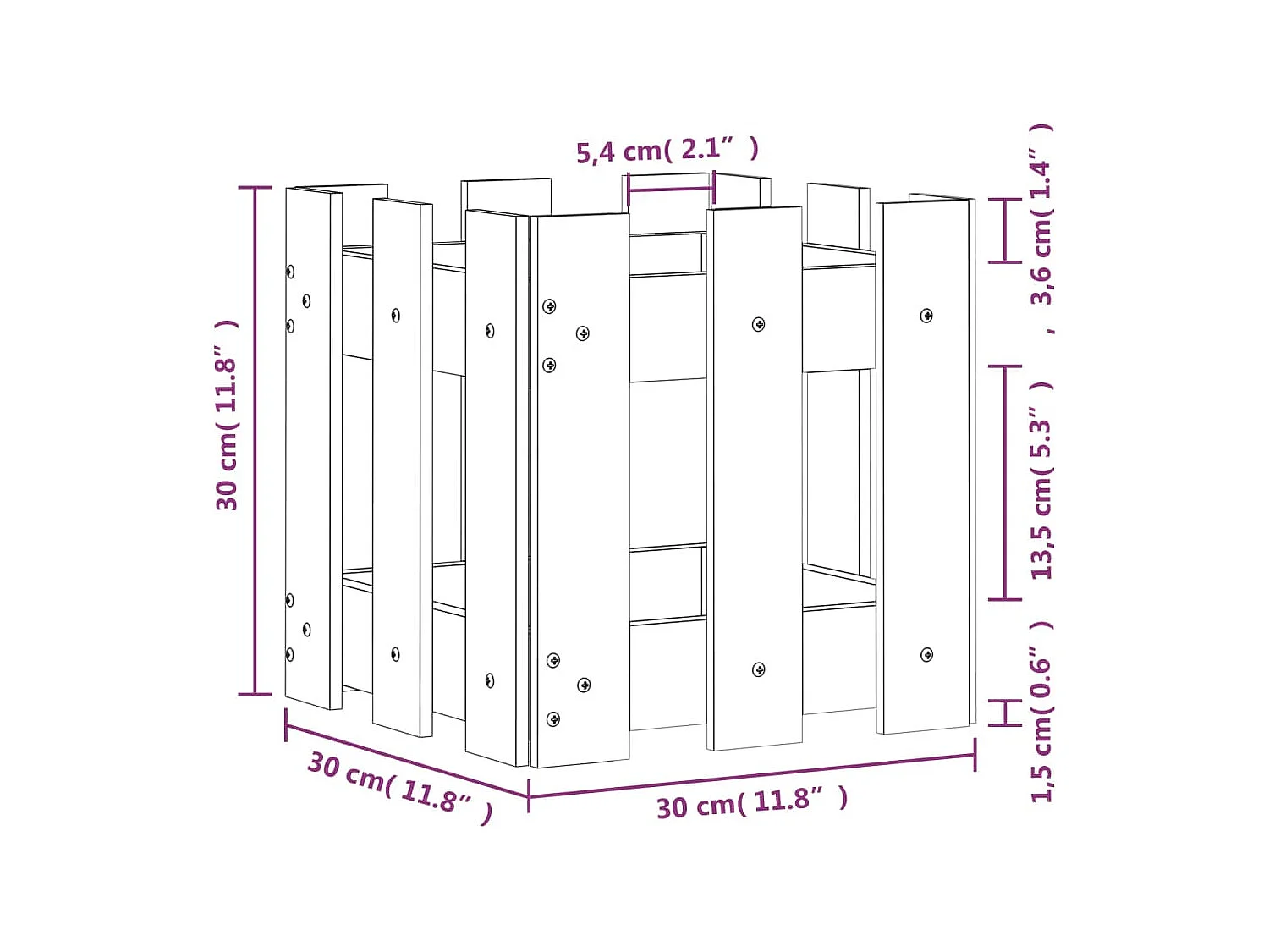 Jardinière bac lit surélevé marron 30 x 30 x 30 cm 02_0038089