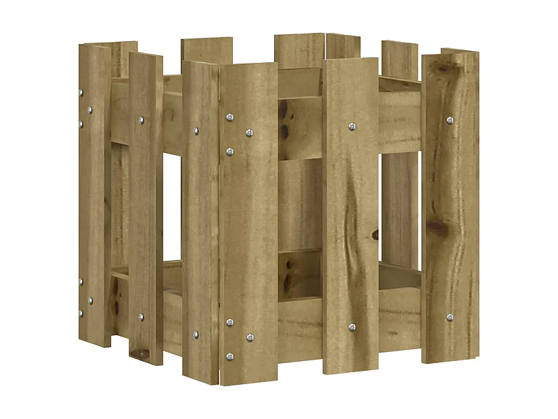 Vassoio per fioriera aiuola rialzata piante fiori terrazza giardino con design recinzione 30 x 30 x 30 cm pino impregnato marrone 02_0038089