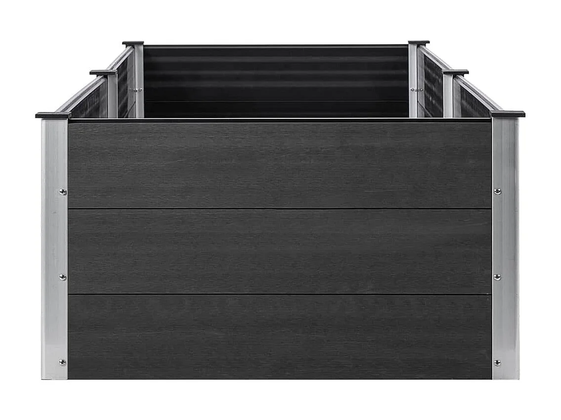Bandeja para plantador de plantas com canteiro elevado flores terraço jardim jardim 200 x 100 x 54 cm WPC cinza 02_0039392