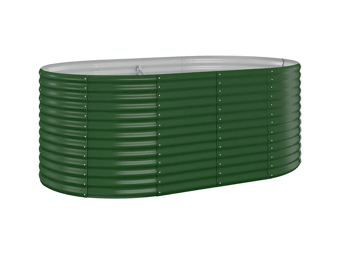 Macetero bancal elevado plantas flores terraza jardín jardín acero con recubrimiento en polvo 175 x 100 x 68 cm verde 02_0039591