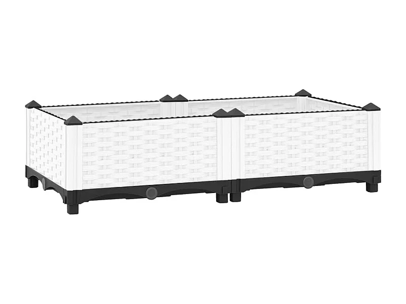 Fioriera aiuola rialzata vassoio piante fiori terrazzo giardino 80 x 40 x 23 cm polipropilene bianco 02_0039234