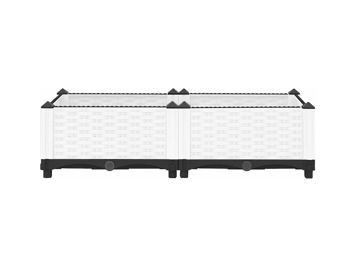 Fioriera aiuola rialzata vassoio piante fiori terrazzo giardino 80 x 40 x 23 cm polipropilene bianco 02_0039234