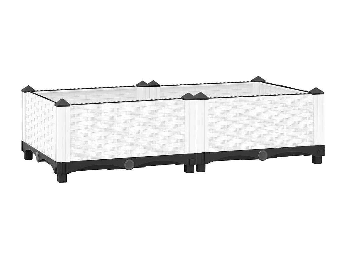 Plantador bandeja elevada plantas flores terraço jardim 80 x 40 x 23 cm polipropileno branco 02_0039234