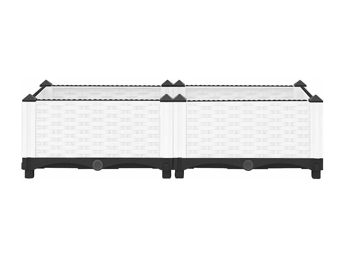 Plantador bandeja elevada plantas flores terraço jardim 80 x 40 x 23 cm polipropileno branco 02_0039234