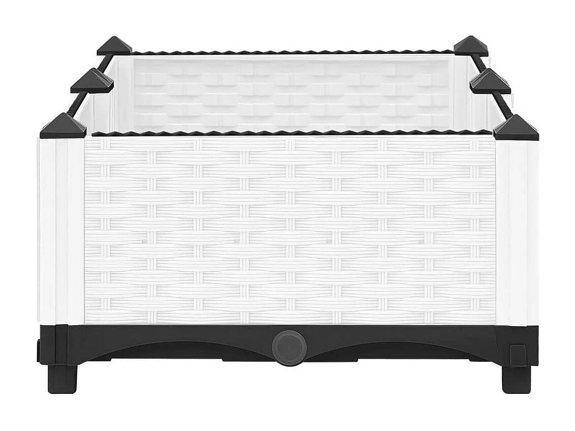 Plantador bandeja elevada plantas flores terraço jardim 80 x 40 x 23 cm polipropileno branco 02_0039234