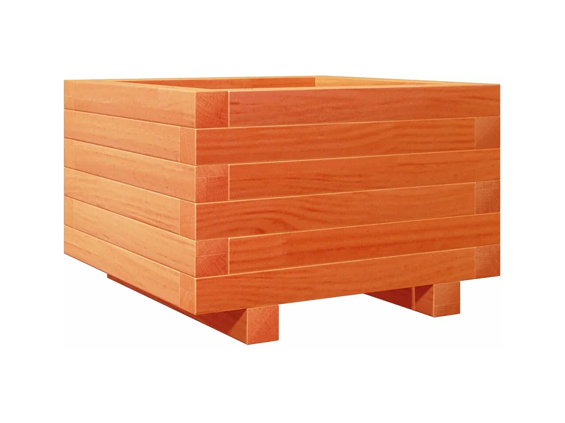 Macetero bancal elevado plantas flores terraza jardín cera 40 x 40 x 26,5 cm madera maciza de pino marrón 02_0038452