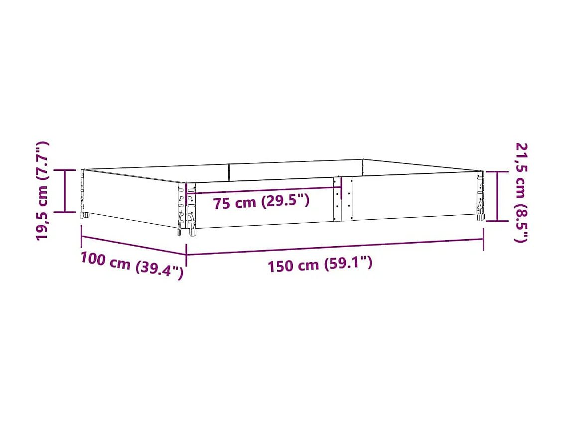 Jardinière bac lit surélevé bois marron 150 x 100 x 45433 cm 02_0037423