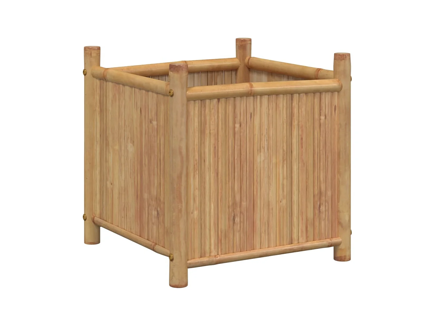 Macetero bancal elevado plantas flores terraza jardín 50 x 50 x 50 cm bambú marrón 02_0037663