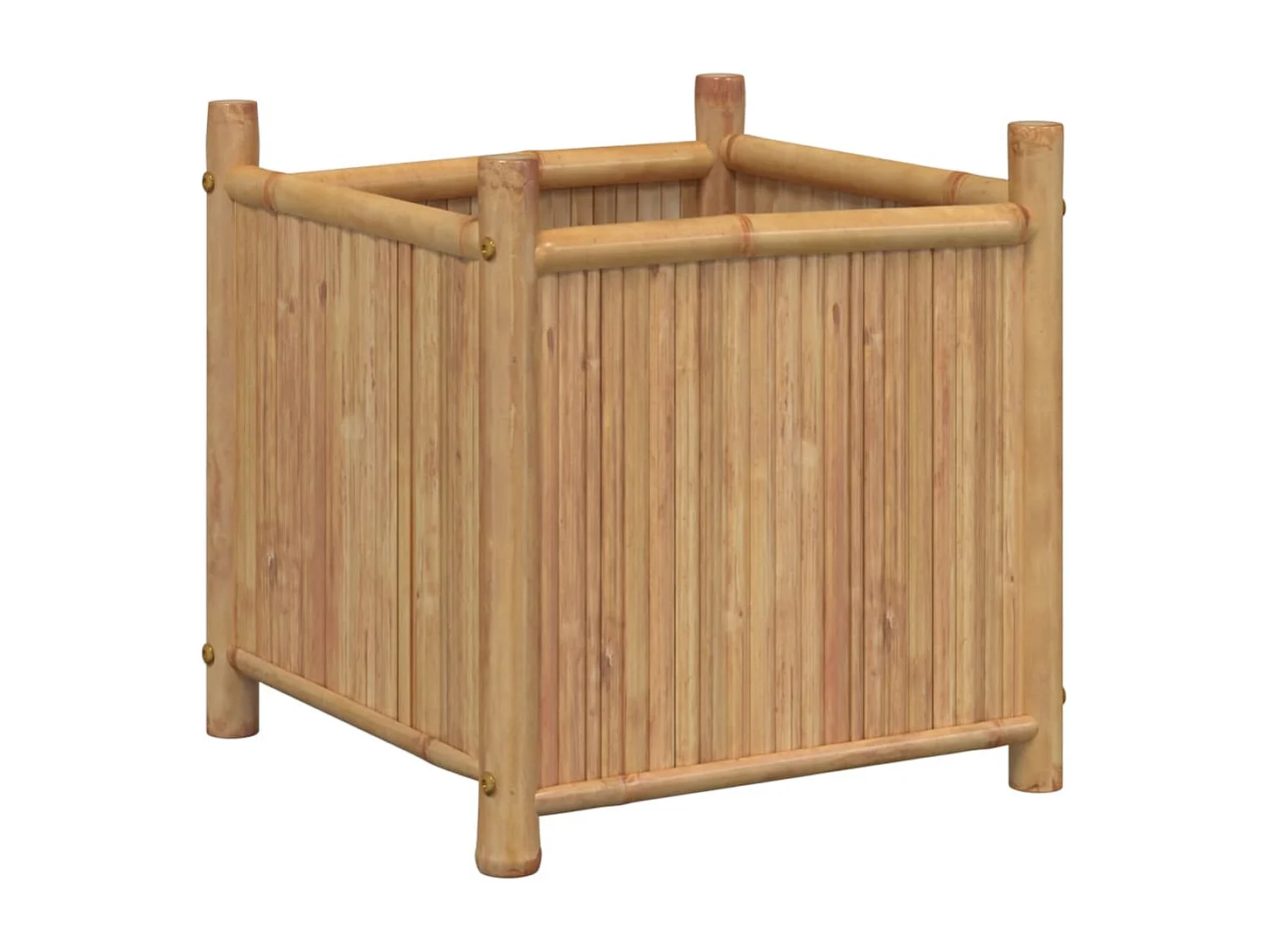 Macetero bancal elevado plantas flores terraza jardín 50 x 50 x 50 cm bambú marrón 02_0037663