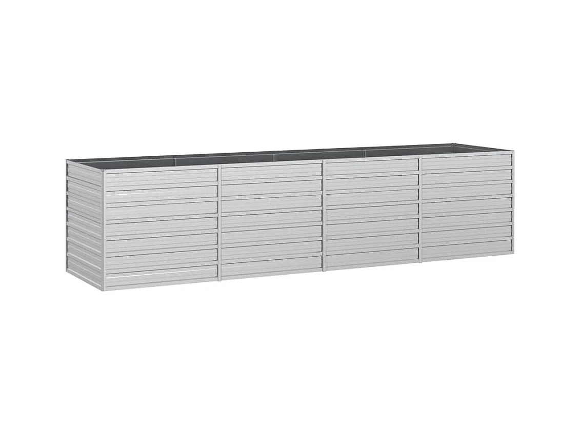 Vassoio per fioriera aiuola rialzata piante fiori terrazza giardino giardino 320 x 80 x 77 cm argento acciaio zincato Argento 02_0039435