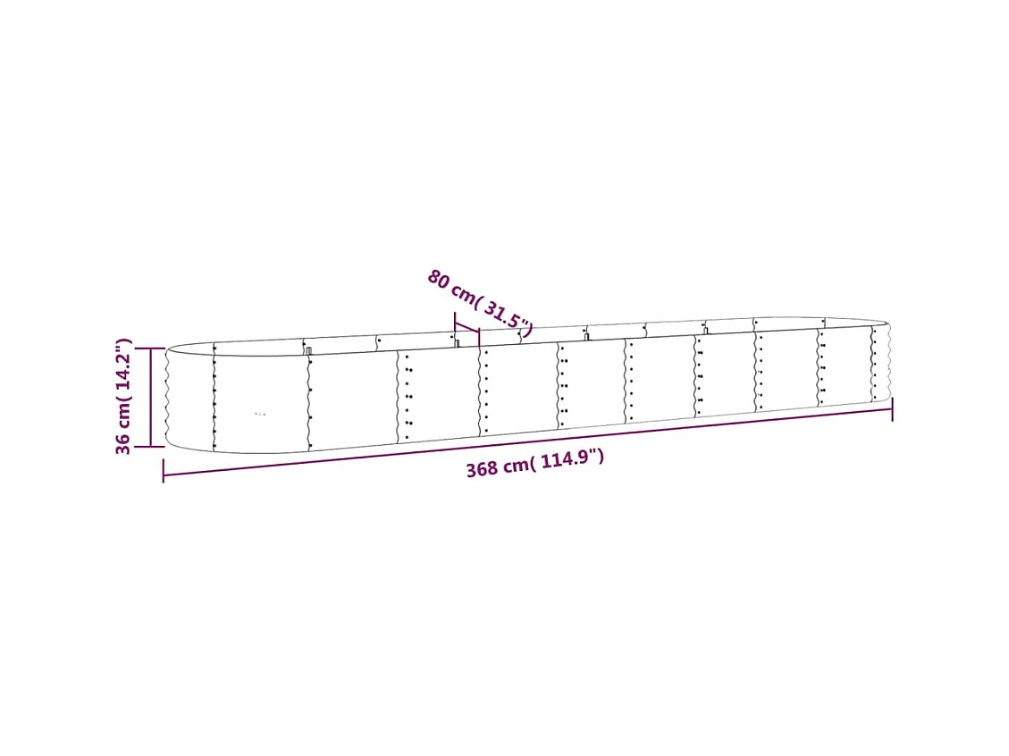 Jardinière bac lit surélevé grise 368 x 80 x 36 cm 02_0039640