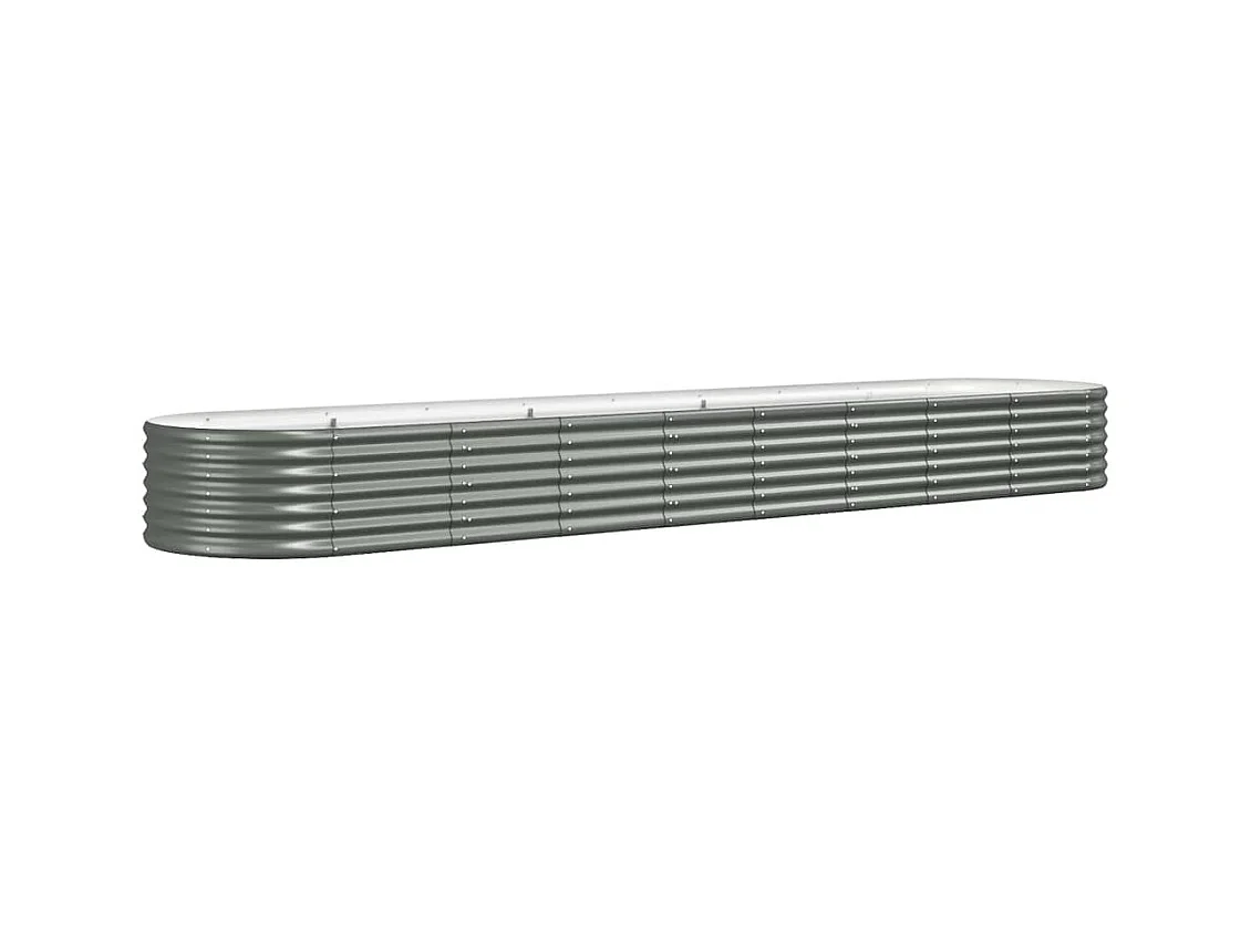 Bandeja para plantador canteiro elevado plantas flores terraço jardim jardim aço revestido a pó 368 x 80 x 36 cm cinza 02_0039640