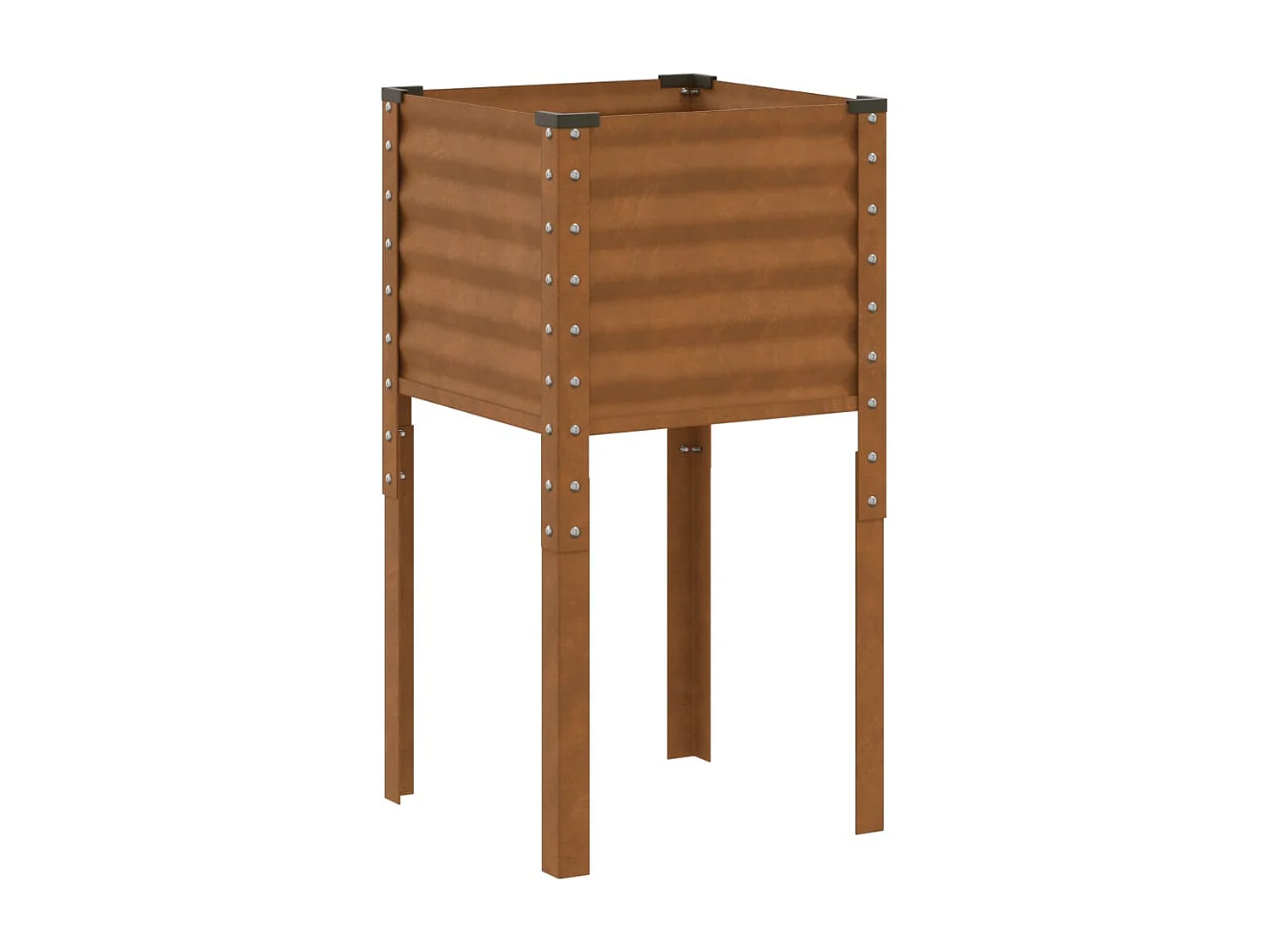 Plantador de canteiro elevado flores terraço jardim 45 x 45 x 88 cm aço resistente às intempéries marrom 02_0037618