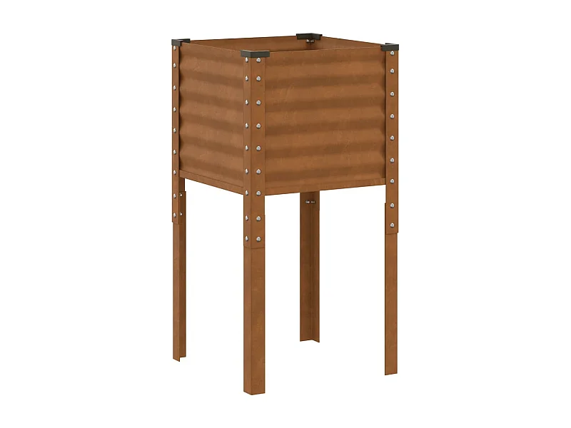 Plantador de canteiro elevado flores terraço jardim 45 x 45 x 88 cm aço resistente às intempéries marrom 02_0037618