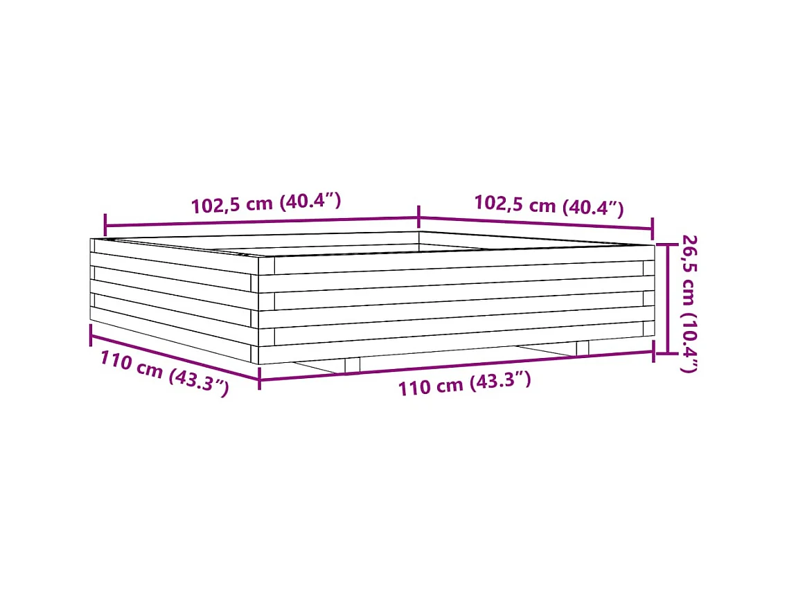 Jardinière bac lit surélevé bois marron 110 x 110 x 45438 cm 02_0037301