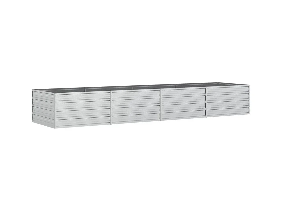 Bandeja para plantador canteiro elevado plantas flores terraço jardim jardim 320 x 80 x 45 cm aço galvanizado prata prata 02_0039433