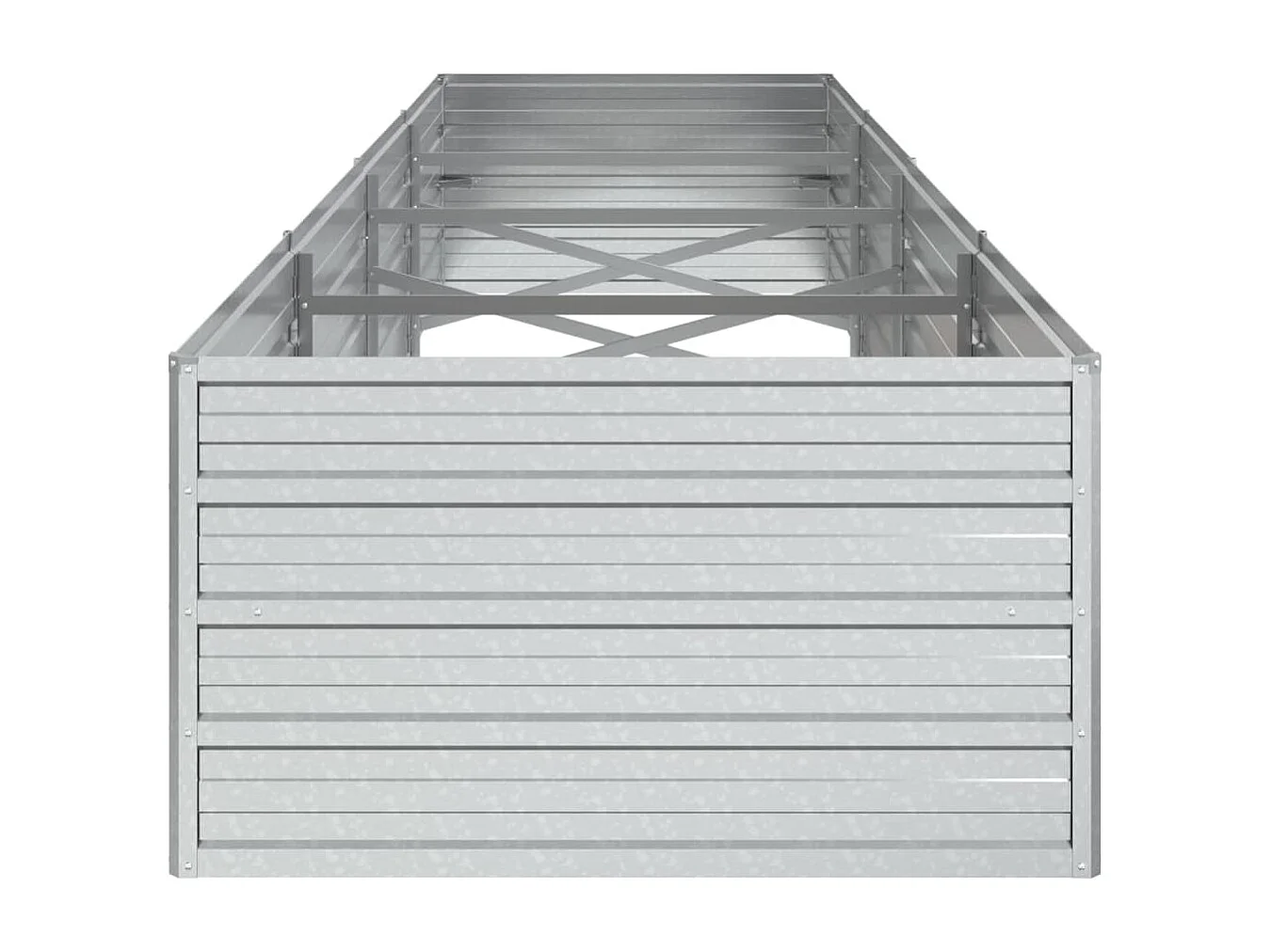 Macetero bancal elevado plantas flores terraza jardín jardín 320 x 80 x 45 cm acero galvanizado plateado Plata 02_0039433