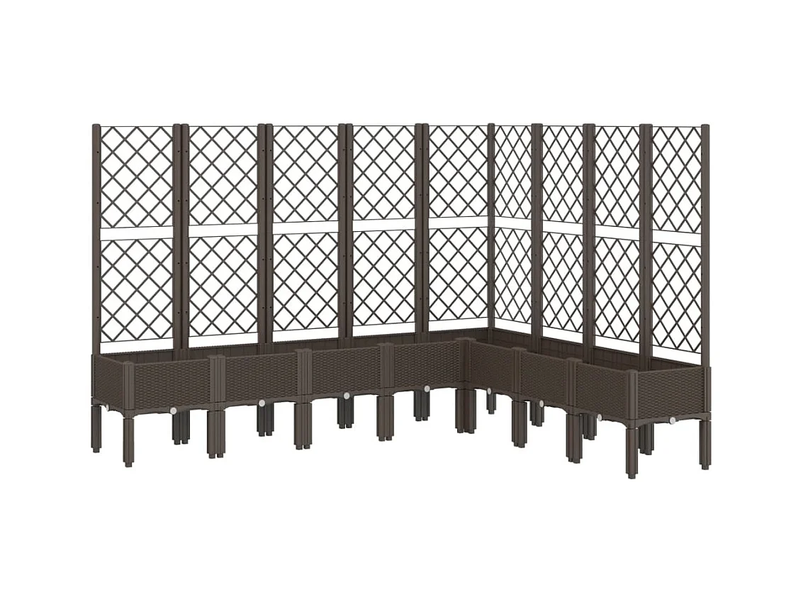 Jardinera bancal elevado plantas flores terraza jardín con enrejado 200 x 160 x 142 cm PP marrón 02_0038276