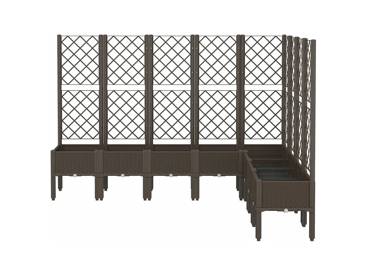 Jardinera bancal elevado plantas flores terraza jardín con enrejado 200 x 160 x 142 cm PP marrón 02_0038276