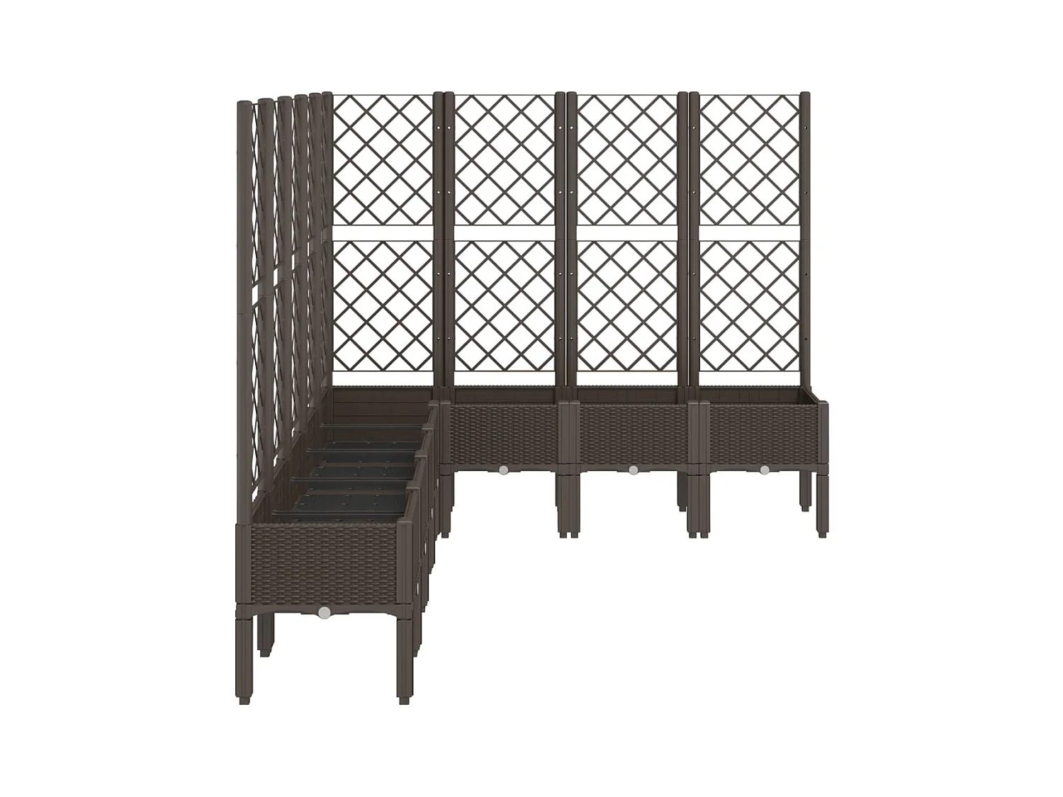 Jardinera bancal elevado plantas flores terraza jardín con enrejado 200 x 160 x 142 cm PP marrón 02_0038276