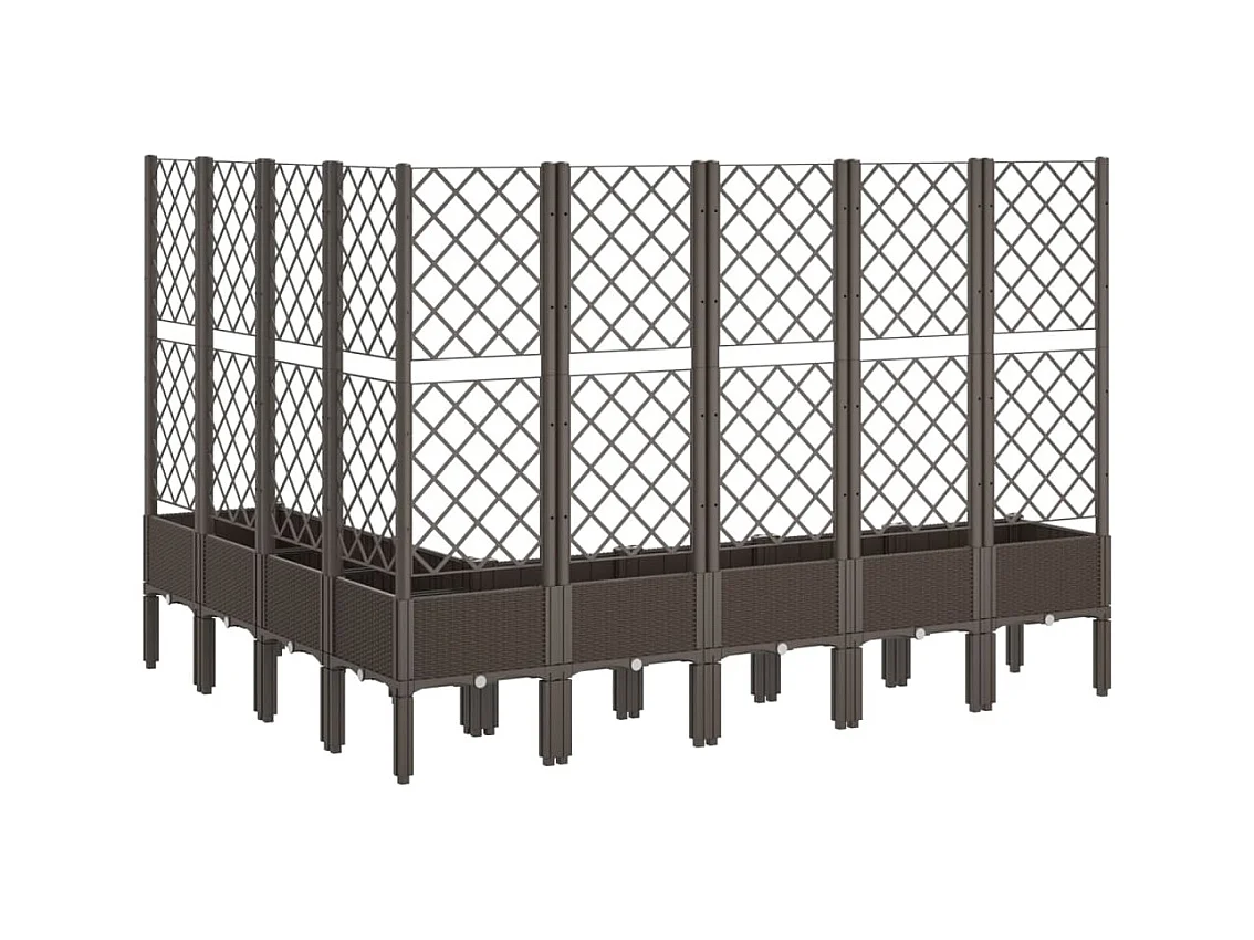 Jardinera bancal elevado plantas flores terraza jardín con enrejado 200 x 160 x 142 cm PP marrón 02_0038276