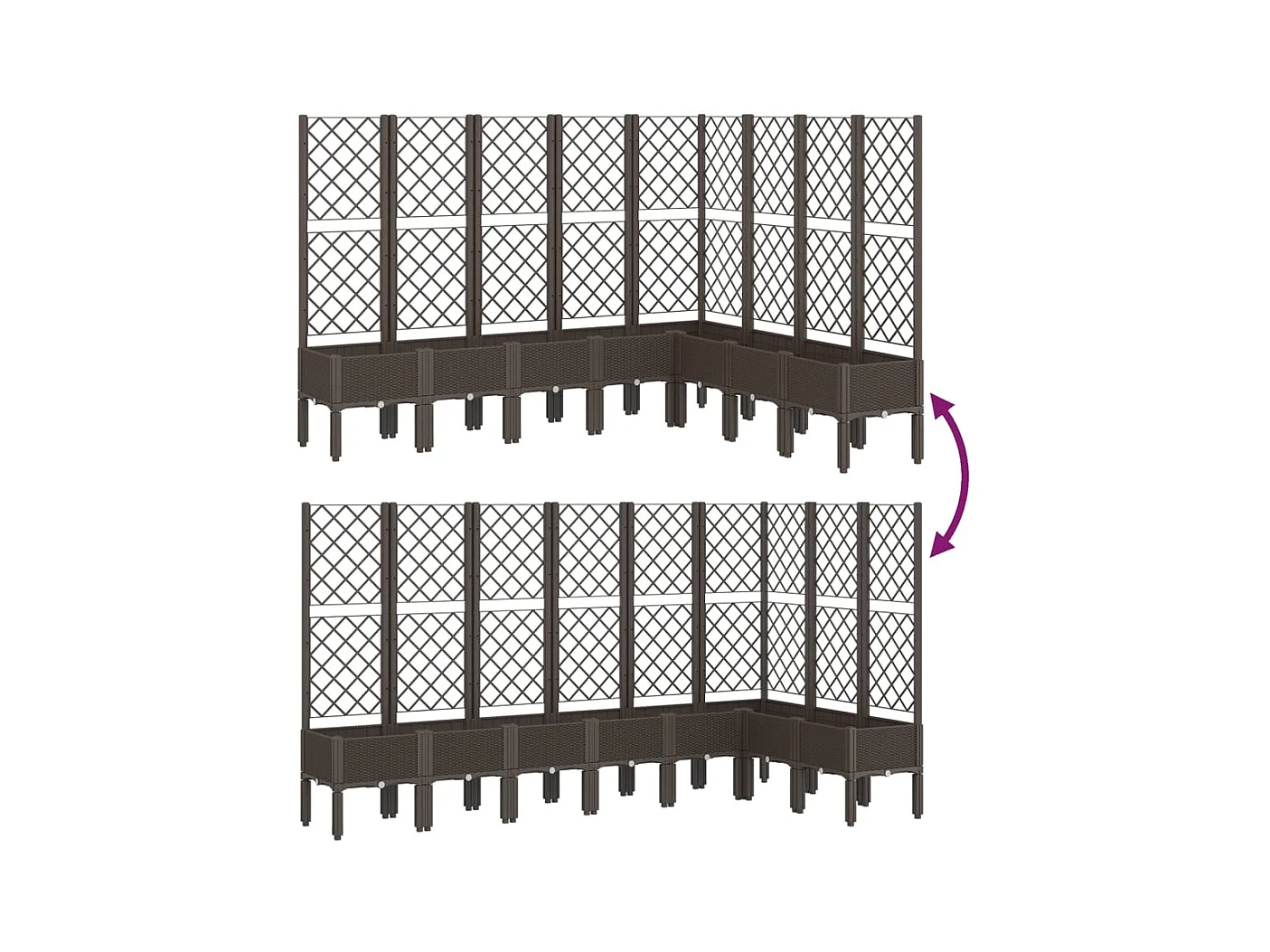 Jardinera bancal elevado plantas flores terraza jardín con enrejado 200 x 160 x 142 cm PP marrón 02_0038276