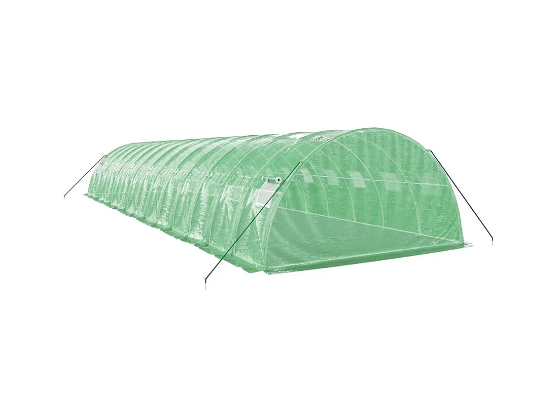 Serra tenda riparo piante fiori ortaggi con struttura in acciaio 56 m² 14 x 4 x 2 m verde 02_0044608